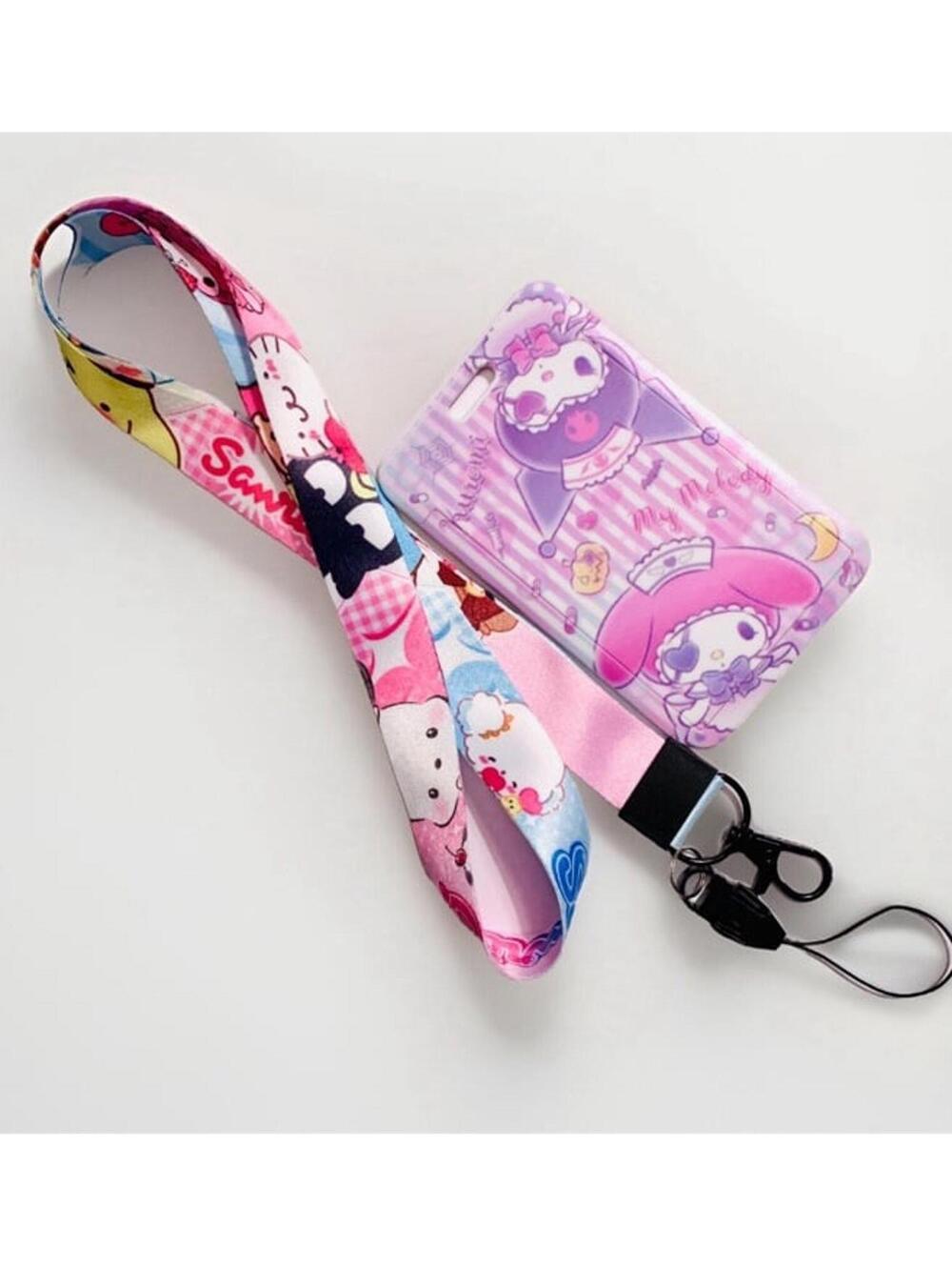 Kuromi My Melody Lanyard Keychain Hard Case ID Badge Card Holder Kawaii Nurses
